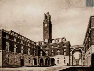 La �casa del fascio� in piazza Chiurlia pensata da Concezio Petrucci. Il fabbricato, che avrebbe sostituito l�attuale sede dell�Oratorio dell�Arciconfraternita di San Giuseppe, sarebbe stata la conclusione prospettica di via Sparano 